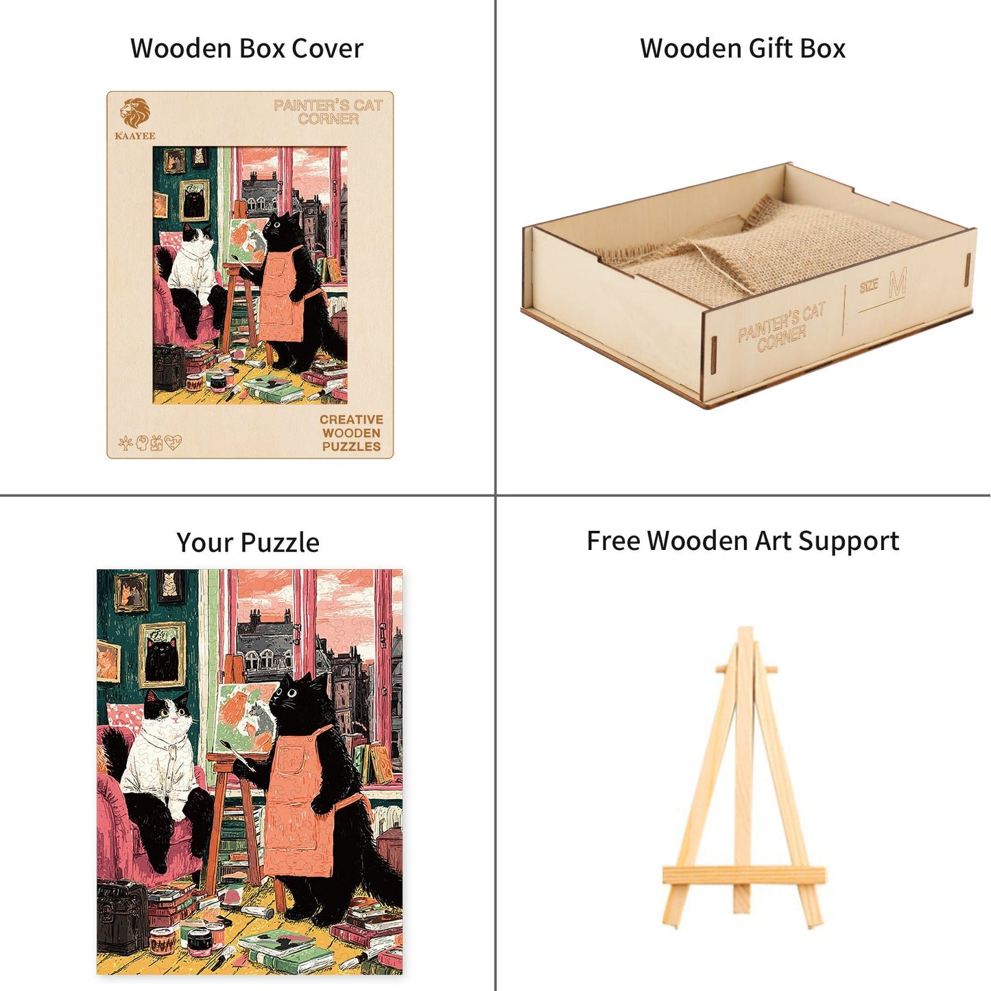 Whimsical Wooden Jigsaw Puzzle - Painter¡¯s Cat Corner - pickApuzzle