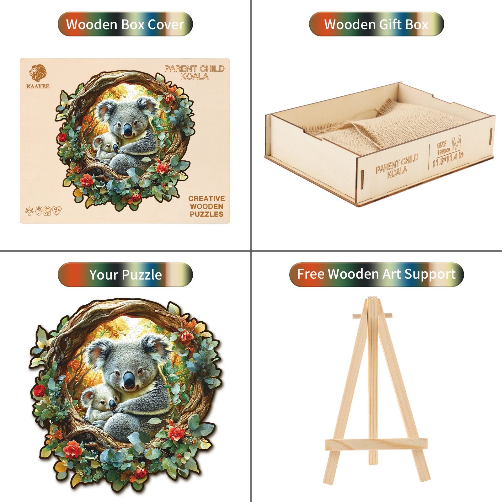 Whimsical Wooden Jigsaw Puzzle- Parent Child Koala