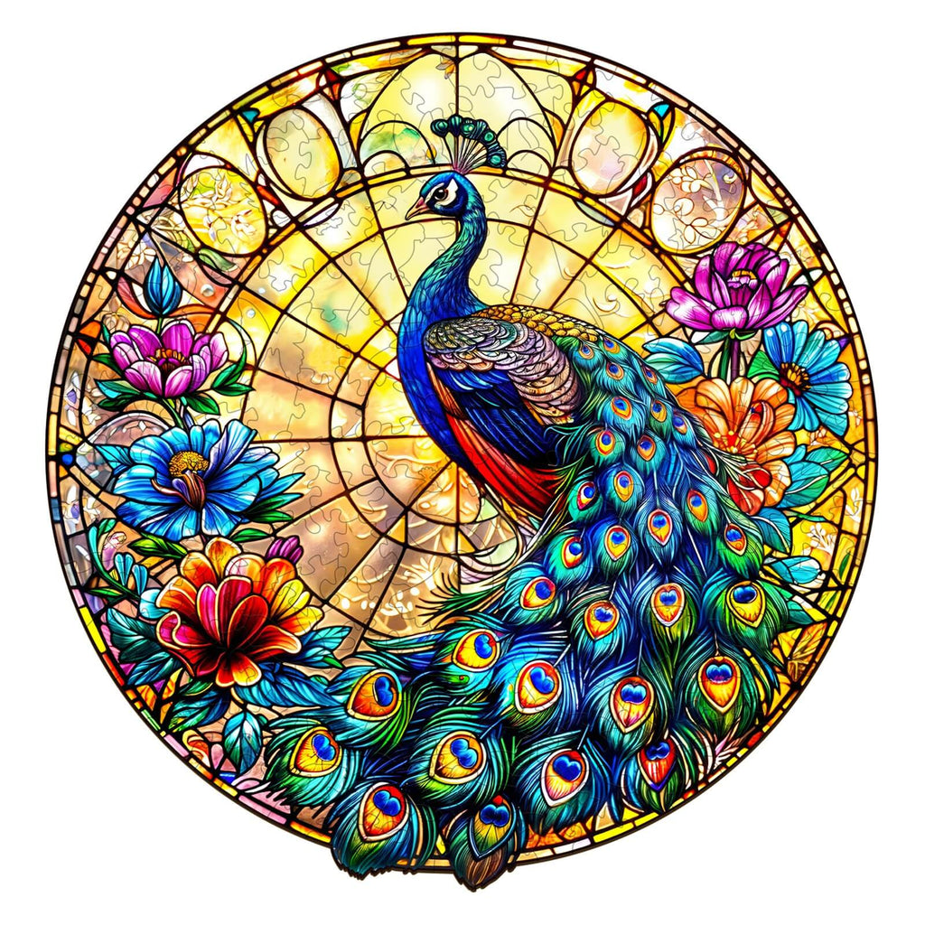 Whimsical Wooden Jigsaw Puzzle- Peacock King