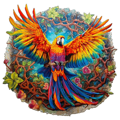 Whimsical Wooden Jigsaw Puzzle-Curious Parrot