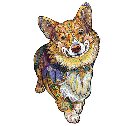 Verspieltes Holz-Puzzle – Schlauer Corgi