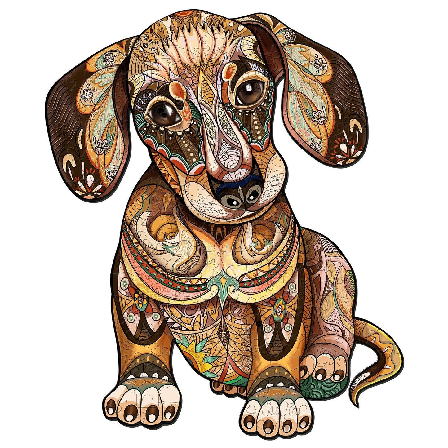 Whimsical Wooden Jigsaw Puzzle-DACHSHUND