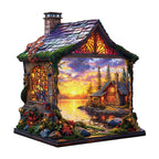 Casse-tête en bois fantaisiste - Le chalet du coucher de soleil