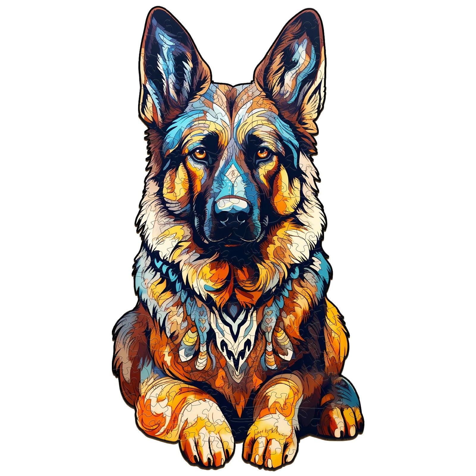 Whimsical Wooden Jigsaw Puzzle-German Shepherd