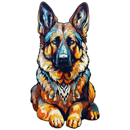Whimsical Wooden Jigsaw Puzzle-German Shepherd