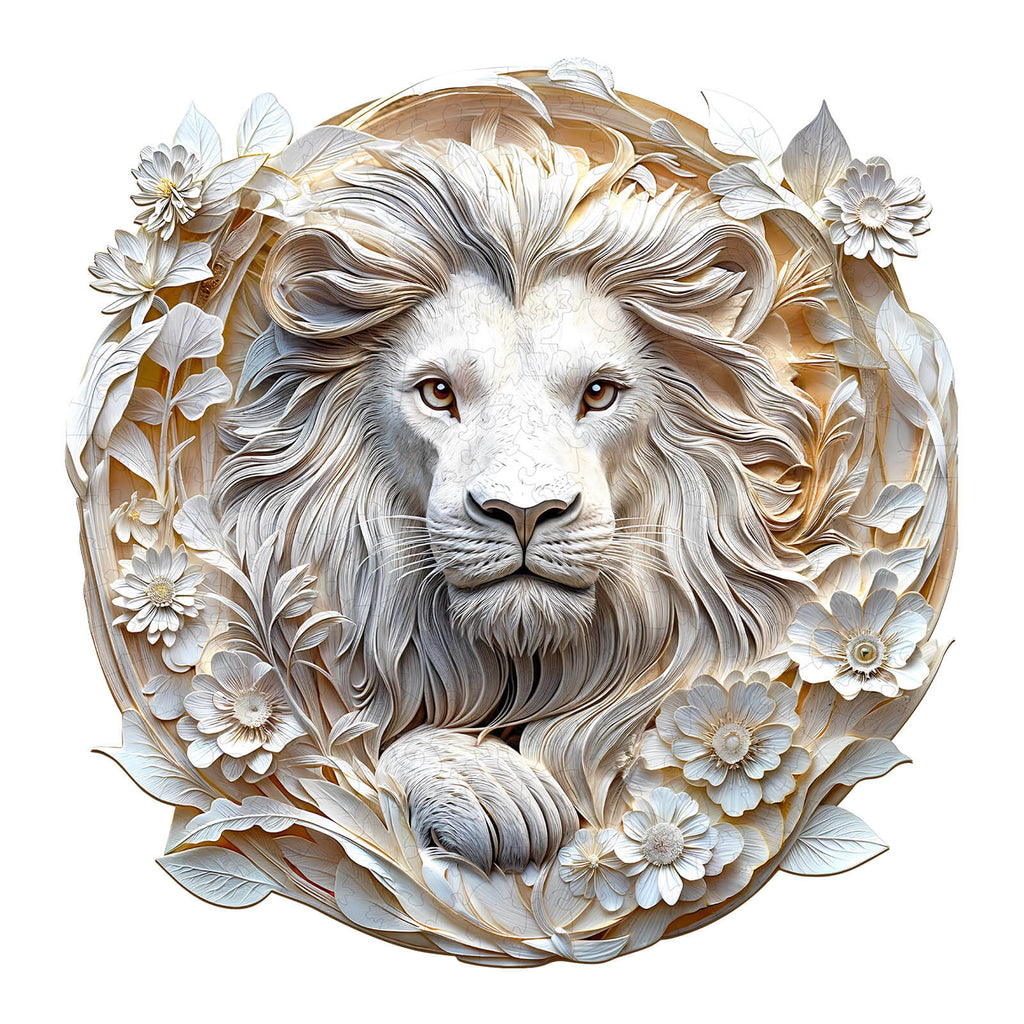 Whimsical Wooden Jigsaw Puzzle-3D paper lion