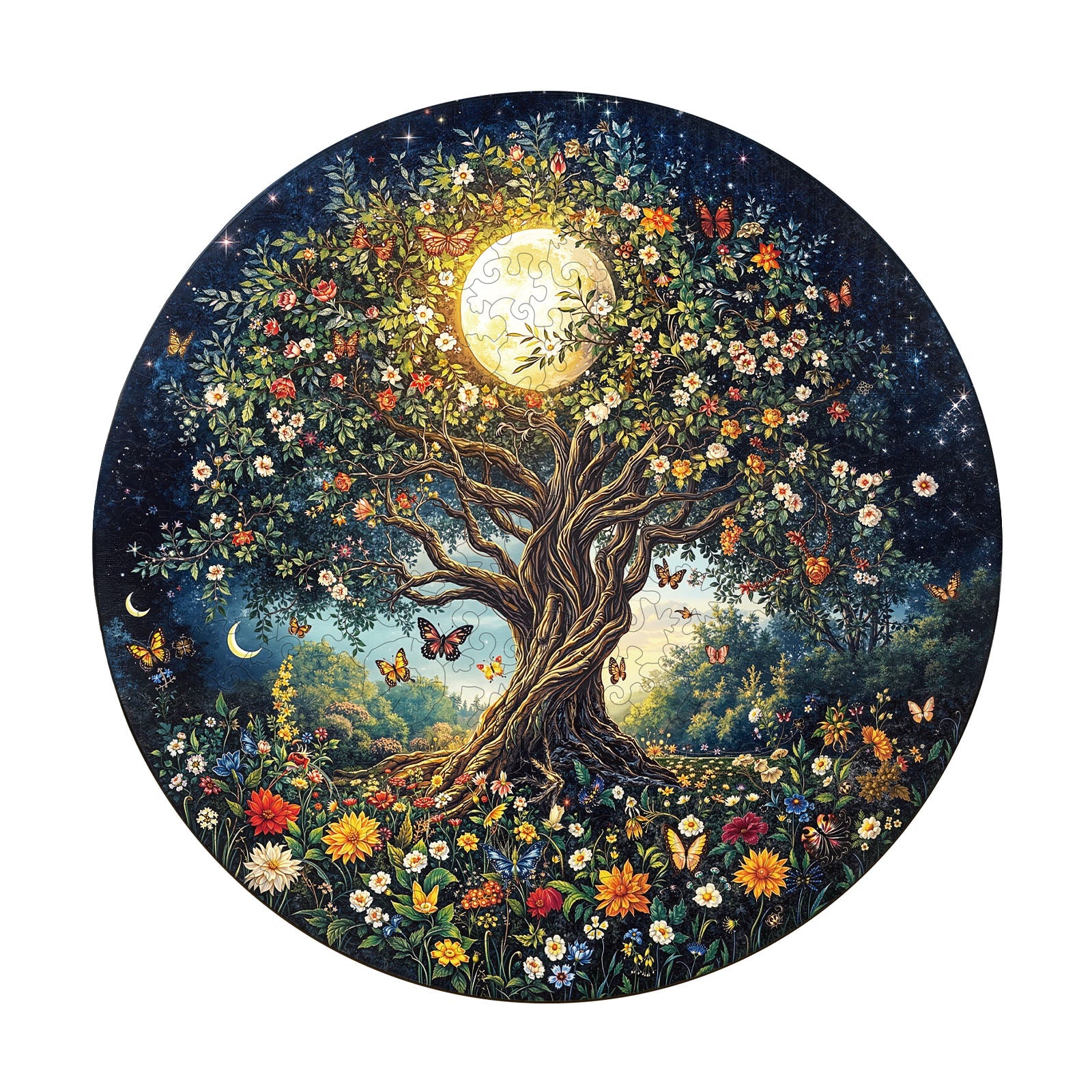 Whimsical Wooden Jigsaw Puzzle- Bohemian Tree of Life Main image