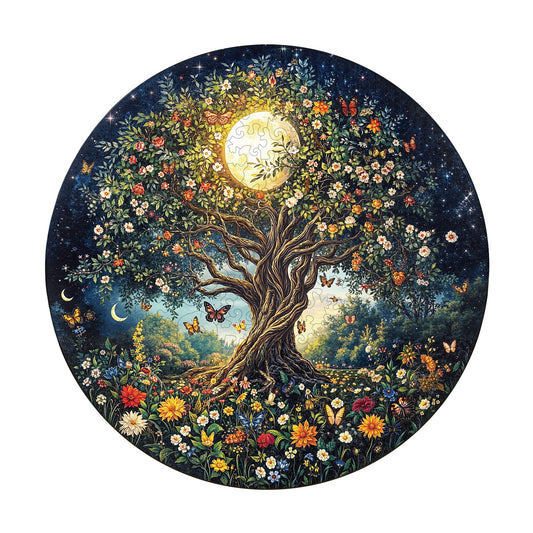Whimsical Wooden Jigsaw Puzzle- Bohemian Tree of Life