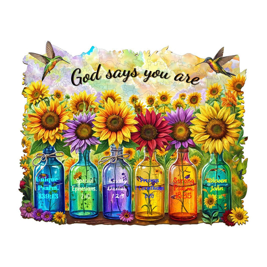 Whimsical Wooden Jigsaw Puzzle- God says you are