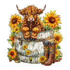 Whimsical Wooden Jigsaw Puzzle- Sunflower Pasture-2