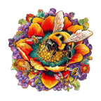 Whimsical Wooden Jigsaw Puzzle- Bee and the flower