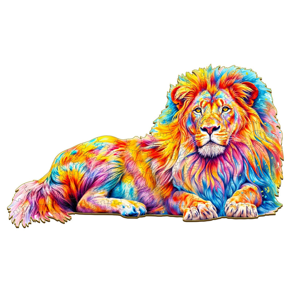 Whimsical Wooden Jigsaw Puzzle-Lion