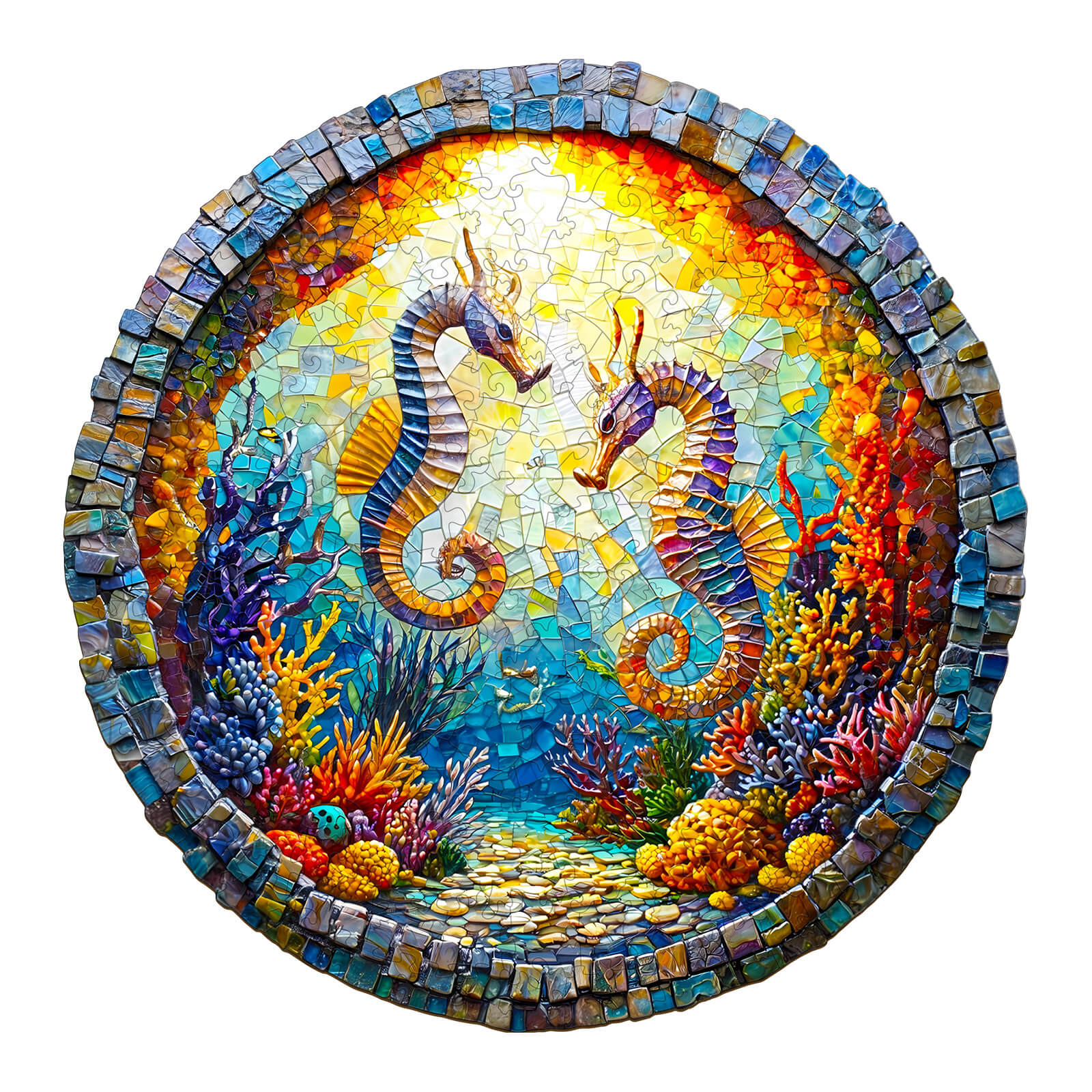 Engaging Wooden Jigsaw Puzzle- Seahorses in Harmony