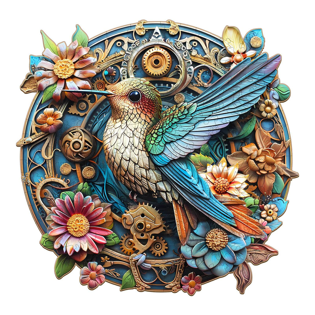 Whimsical Wooden Jigsaw Puzzle- Graceful hummingbird-2