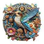 Whimsical Wooden Jigsaw Puzzle- Graceful hummingbird-2
