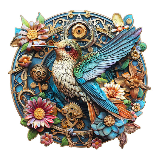 Whimsical Wooden Jigsaw Puzzle- Graceful hummingbird-2