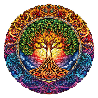 Sonderbares Holzpuzzle- Mandala Baum des Lebens-1