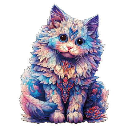 Verspieltes Holzpuzzle – Süße Ragdoll-Katze