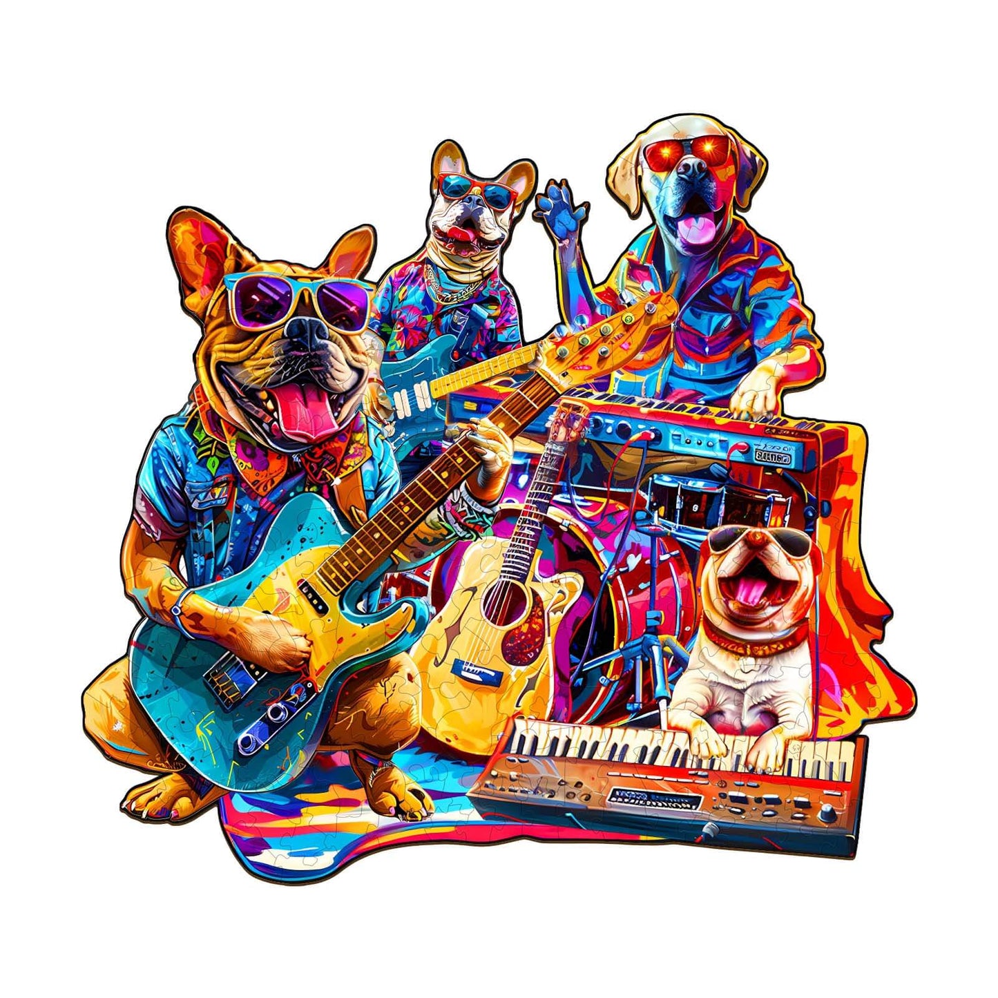Verspieltes Holzpuzzle – Hunde-Band