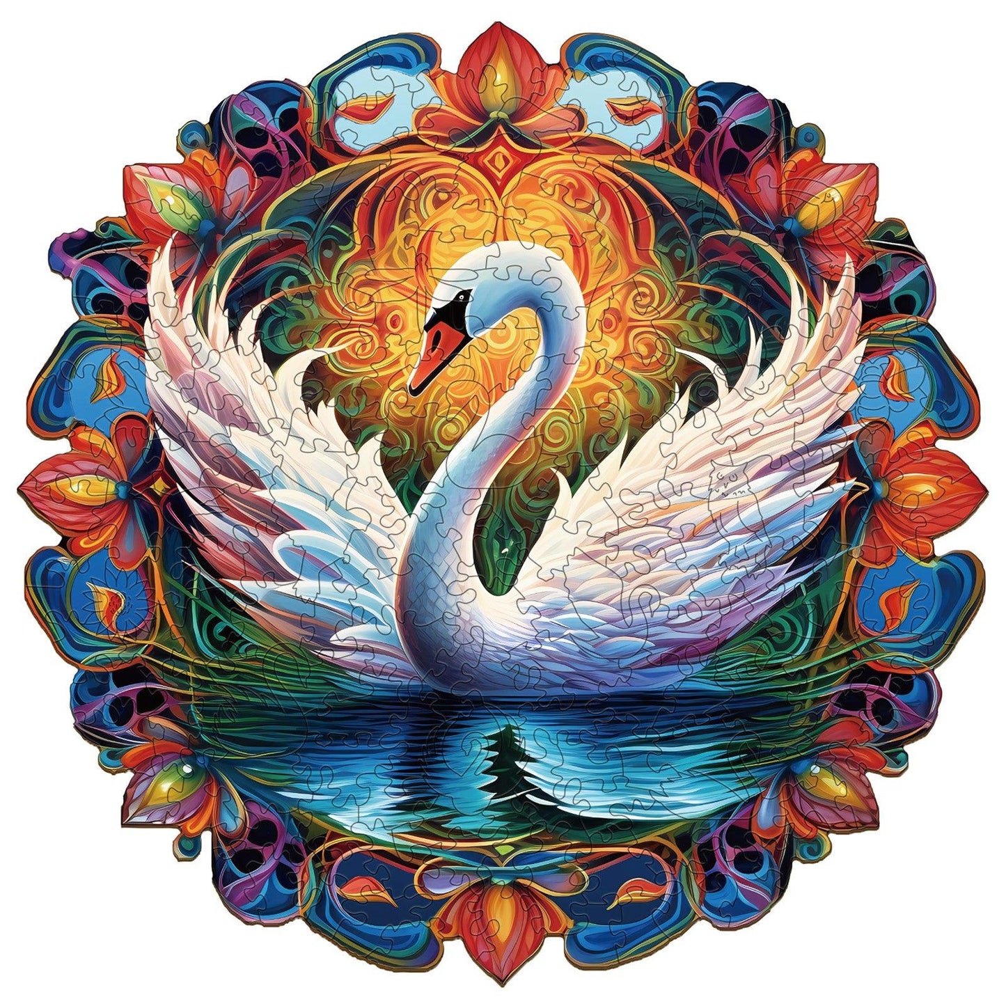 Whimsical Wooden Jigsaw Puzzle-Beautiful Swan 1