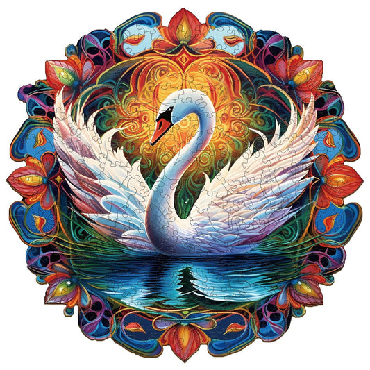 Whimsical Wooden Jigsaw Puzzle-Beautiful Swan 1