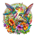 Whimsical Wooden Jigsaw Puzzle- Hummingbird Haven