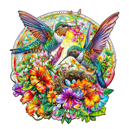 Ausgefallenes Holzpuzzle - Kolibri-Paradies