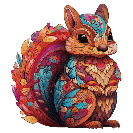 Whimsical Wooden Jigsaw Puzzle-Playful Squirrel