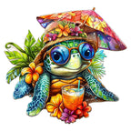 Whimsical Wooden Jigsaw Puzzle-  beach turtle
