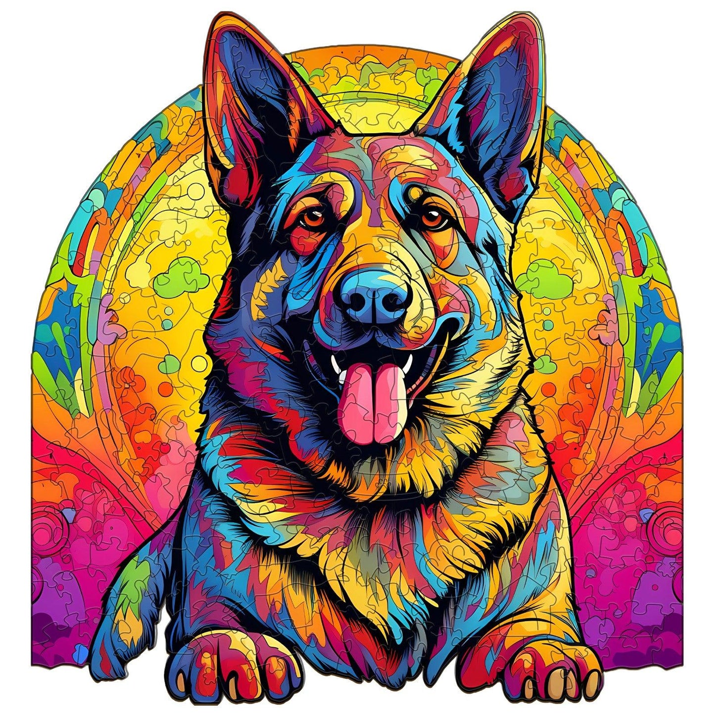 Whimsical Wooden Jigsaw Puzzle-German Shepherd 3