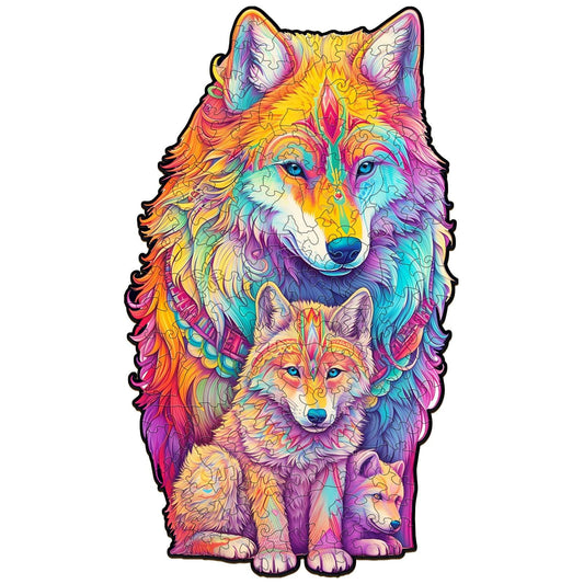 Engaging Wooden Jigsaw Puzzle-WOLF FAMILY 2