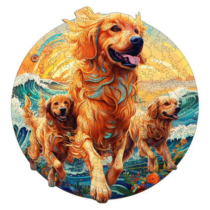 Launiges Holzpuzzle – Strand Golden Family