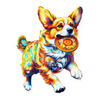 Whimsical Wooden Jigsaw Puzzle- Dog Playing with Toys