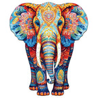 Whimsical Wooden Jigsaw Puzzle- Orange Elephant