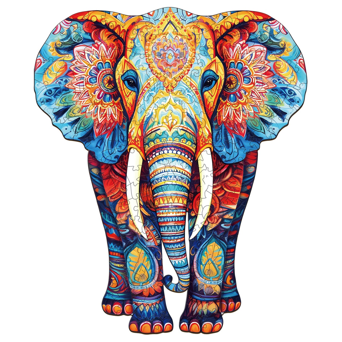 Ausgefallenes Holz-Puzzle – Oranger Elefant