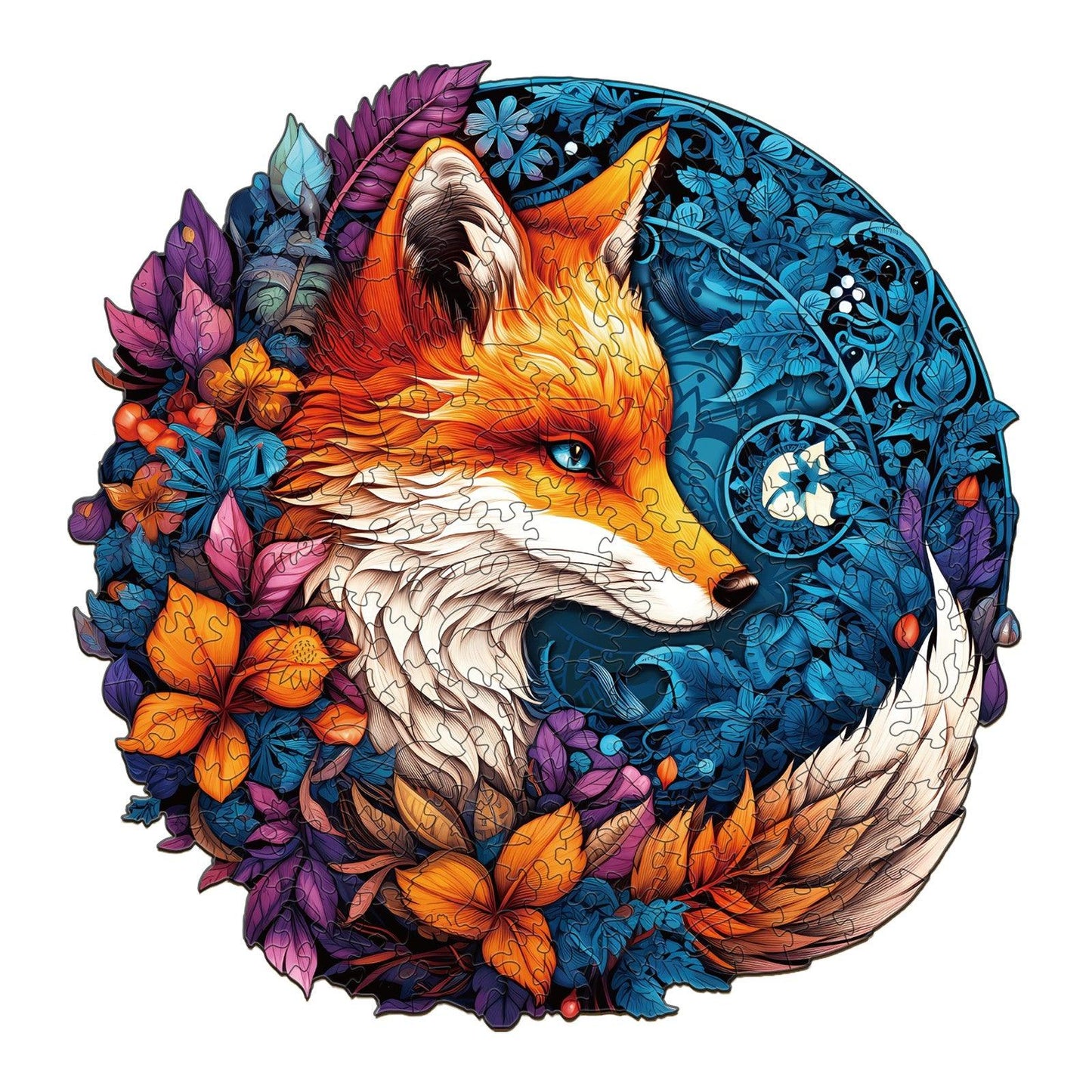 Whimsical Wooden Jigsaw Puzzle-Mysterious Fox