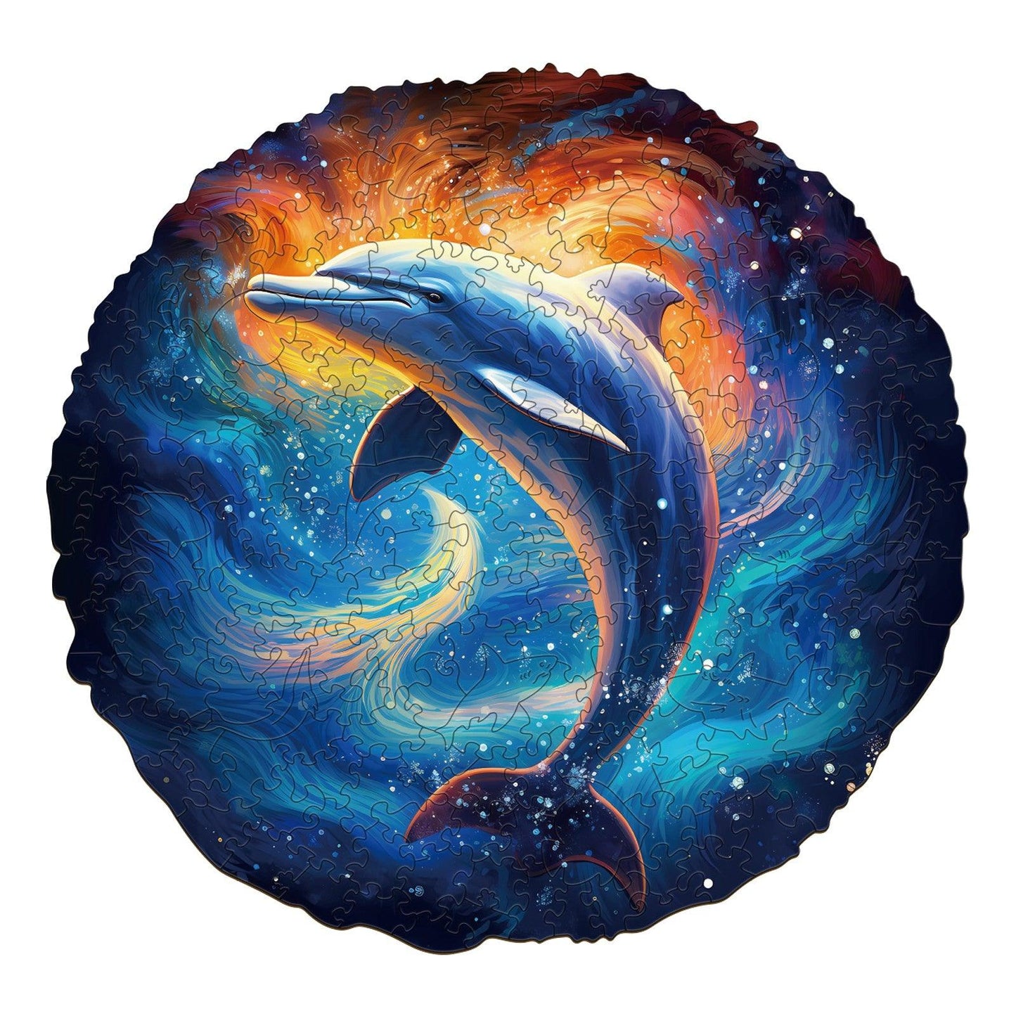 Whimsical Wooden Jigsaw Puzzle-Dream Dolphin