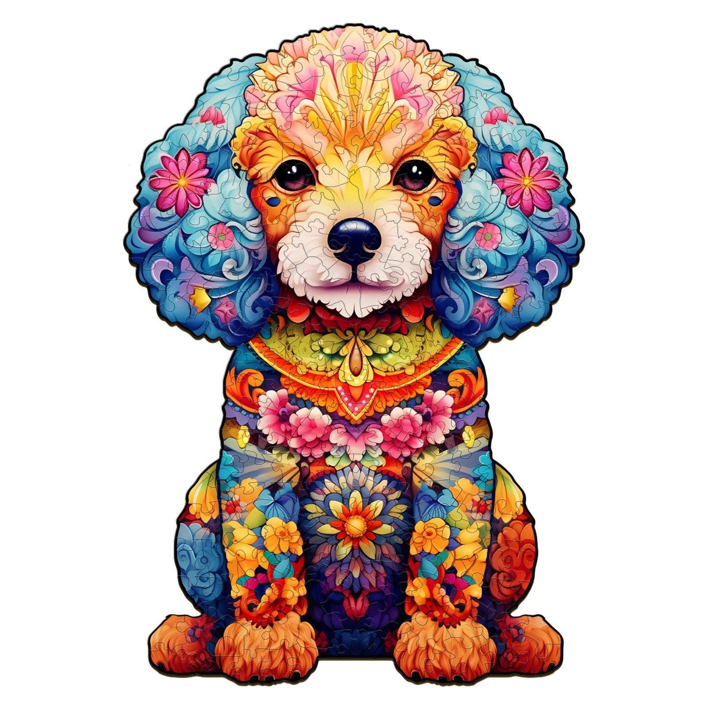 Whimsical Wooden Jigsaw Puzzle-cute poodle
