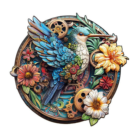 Whimsical Wooden Jigsaw Puzzle- Graceful hummingbird-1
