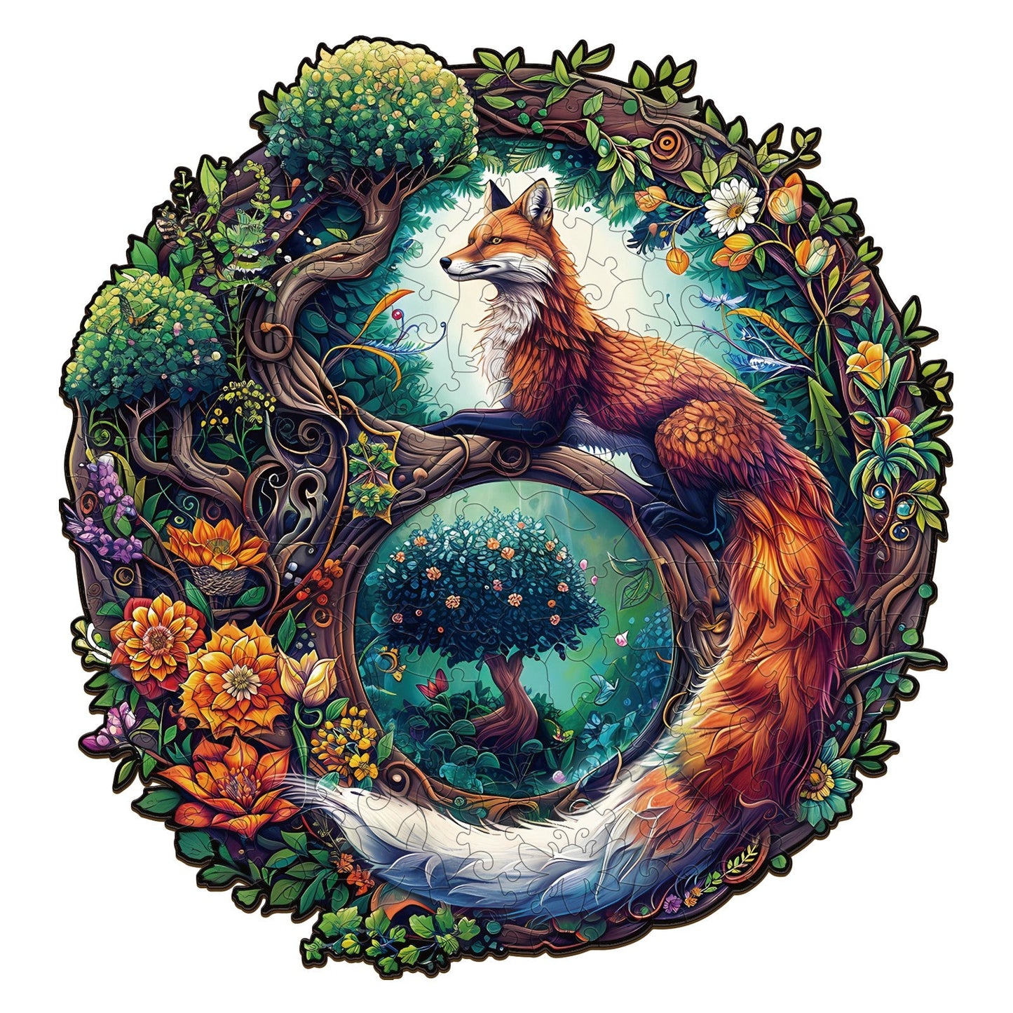 Verträumtes Holzpuzzle-Yin-Yang-Fuchs-1