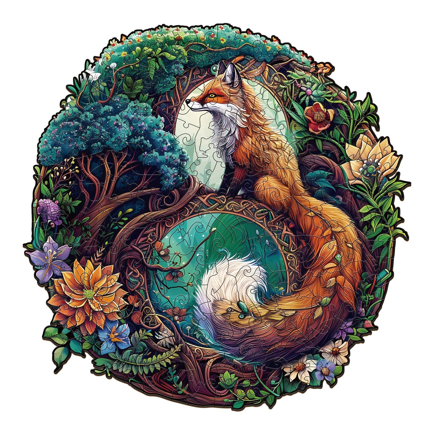 Skurriles Holzpuzzle-Yin Yang Fuchs-3