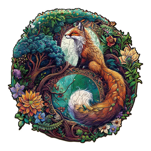 Engaging Wooden Jigsaw Puzzle-Yin Yang Fox-3