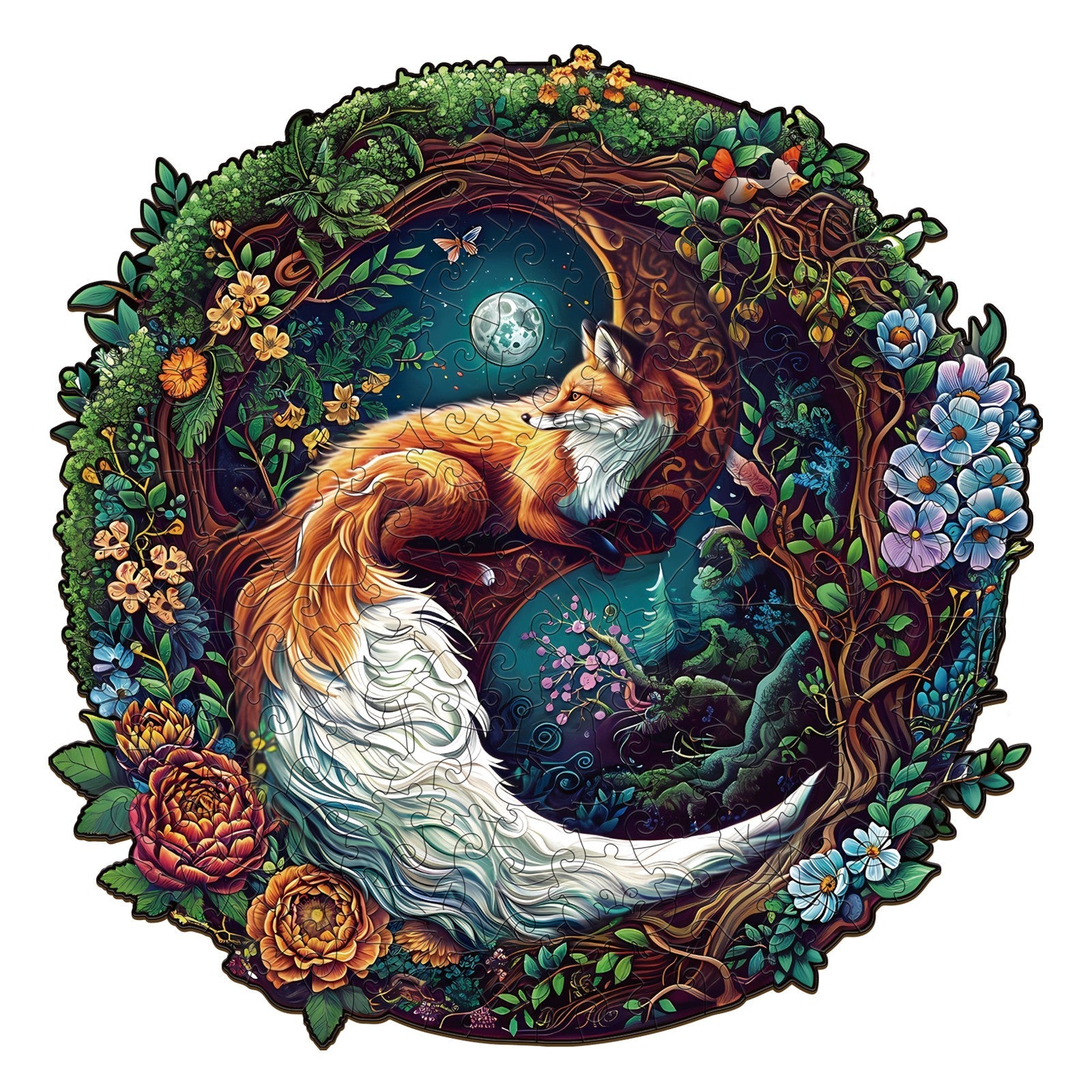 Verspieltes Holzpuzzle-Yin Yang Fuchs-2 Hauptbild
