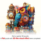 Whimsical Wooden Jigsaw Puzzle- Owl Castle