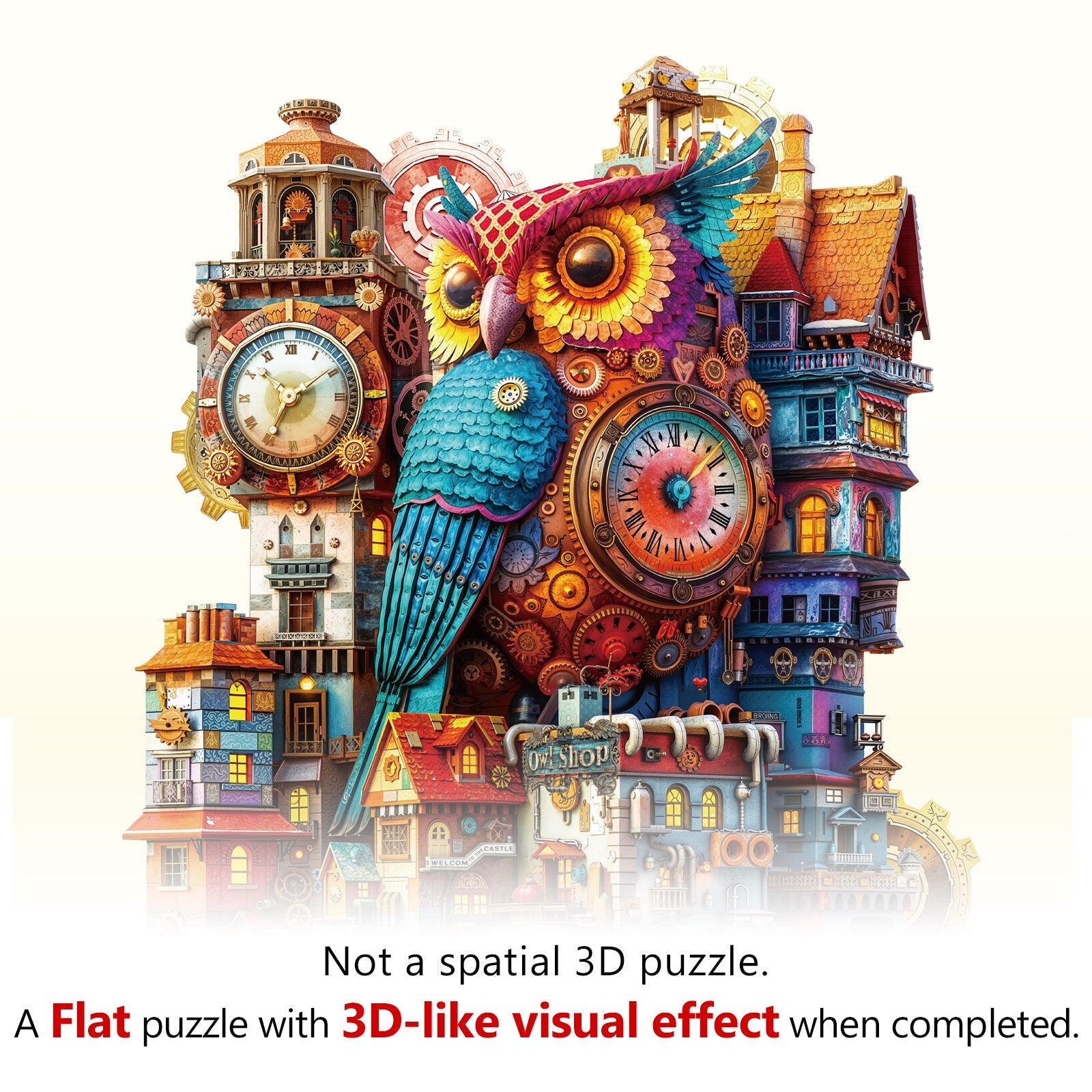 Whimsical Wooden Jigsaw Puzzle- Owl Castle