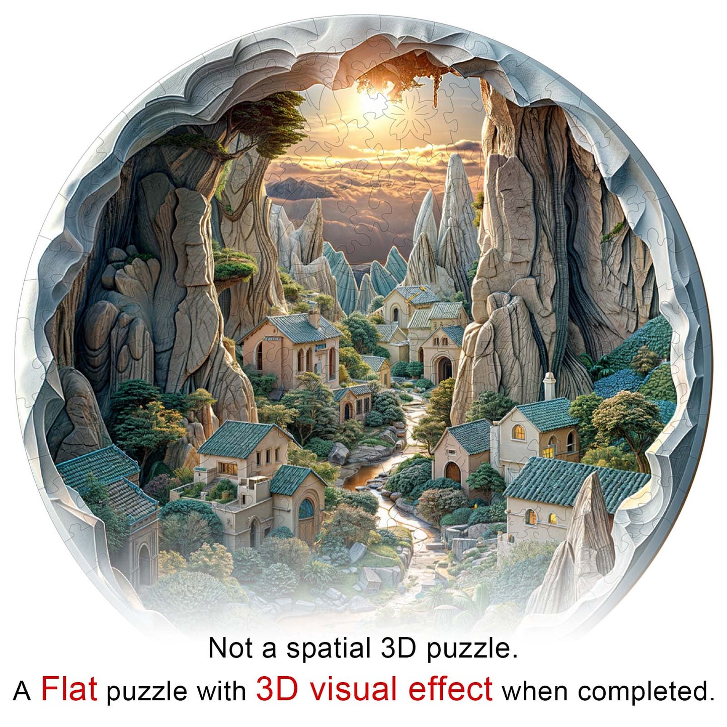 Verschlungenes Holzpuzzle - 3D-Ansicht „Inside The Cave-2“