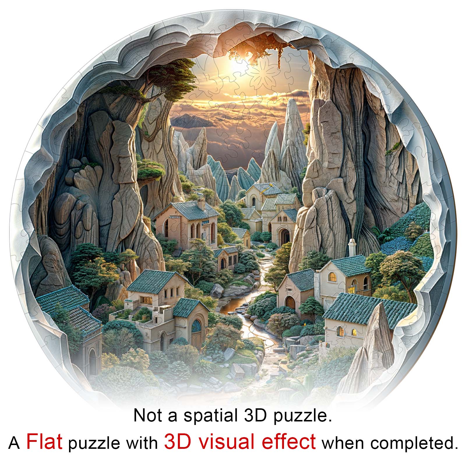 Whimsical Wooden Jigsaw Puzzle- 3d vision Inside The Cave-2