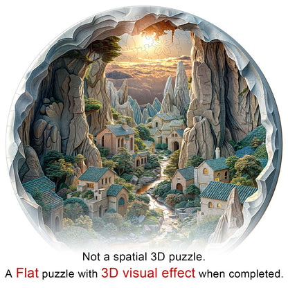 Verschlungenes Holzpuzzle - 3D-Ansicht „Inside The Cave-2“