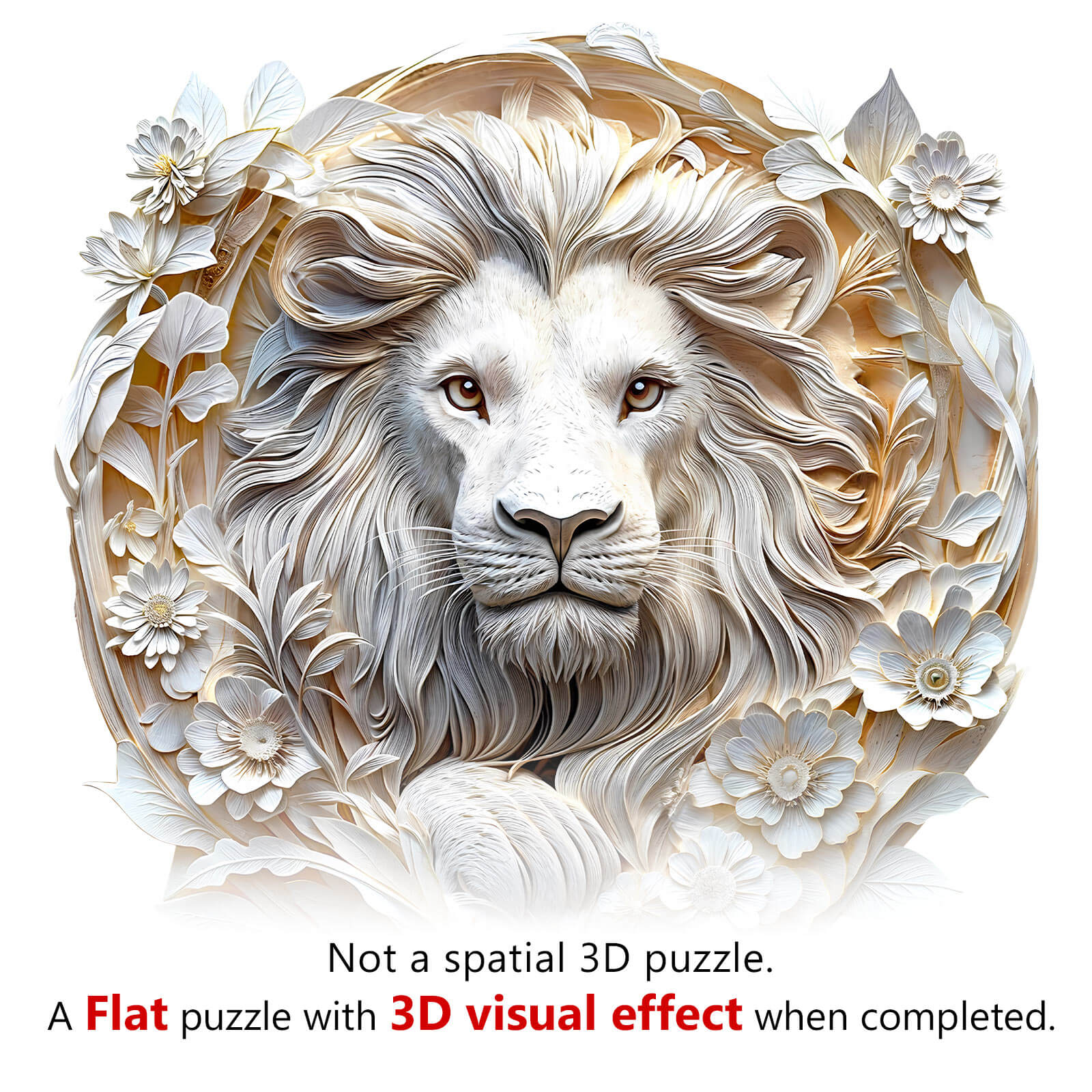 Whimsical Wooden Jigsaw Puzzle-3D paper lion