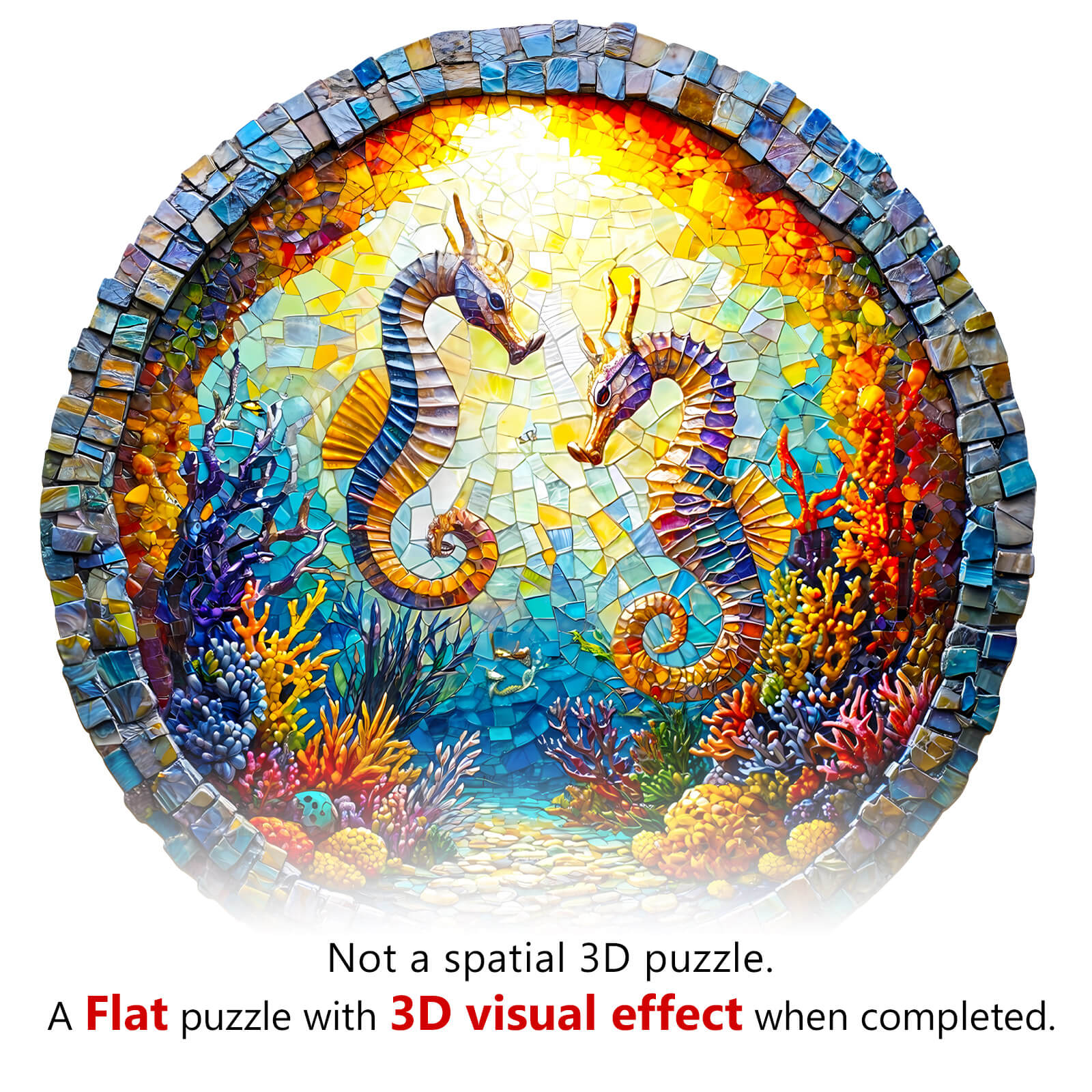 Engaging Wooden Jigsaw Puzzle- Seahorses in Harmony